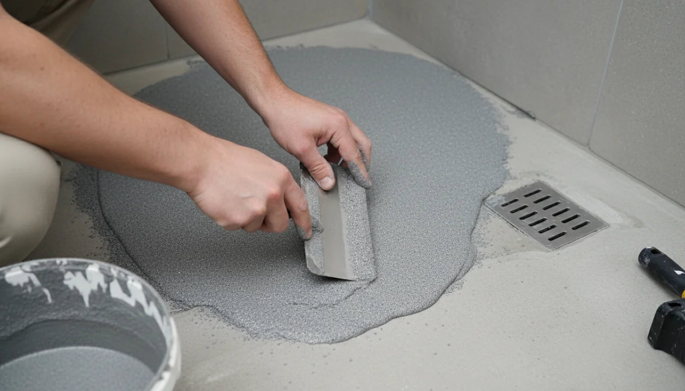 Badezimmer Renovierung Rutschfest und Schnelltrocknend rund um die Dusche - detail