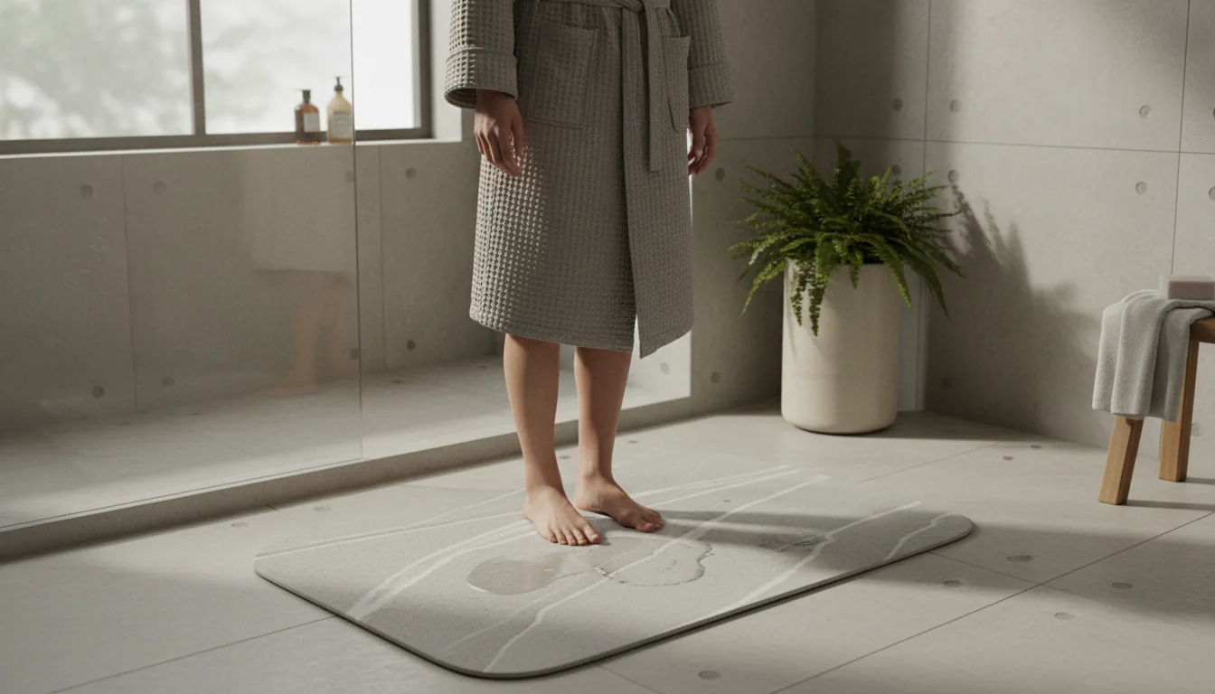 Tapis de bain diatomite: les plaques anti-eau tendance - ambiance