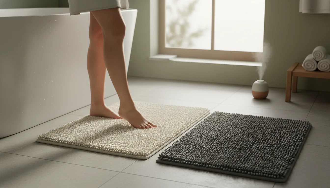 Tapis de bain en coton ou microfibre: lequel absorbe mieux ? - ambiance