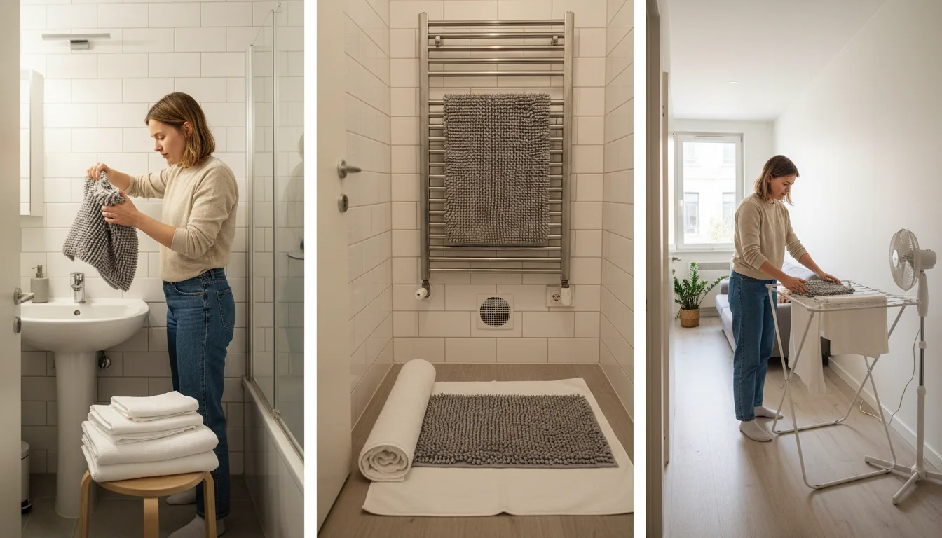 Sécher un tapis de bain rapidement en appartement - decor
