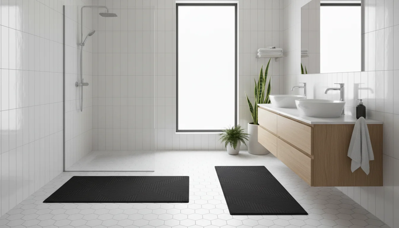 Tapis de bain noirs élégants pour salle de bain moderne - decor