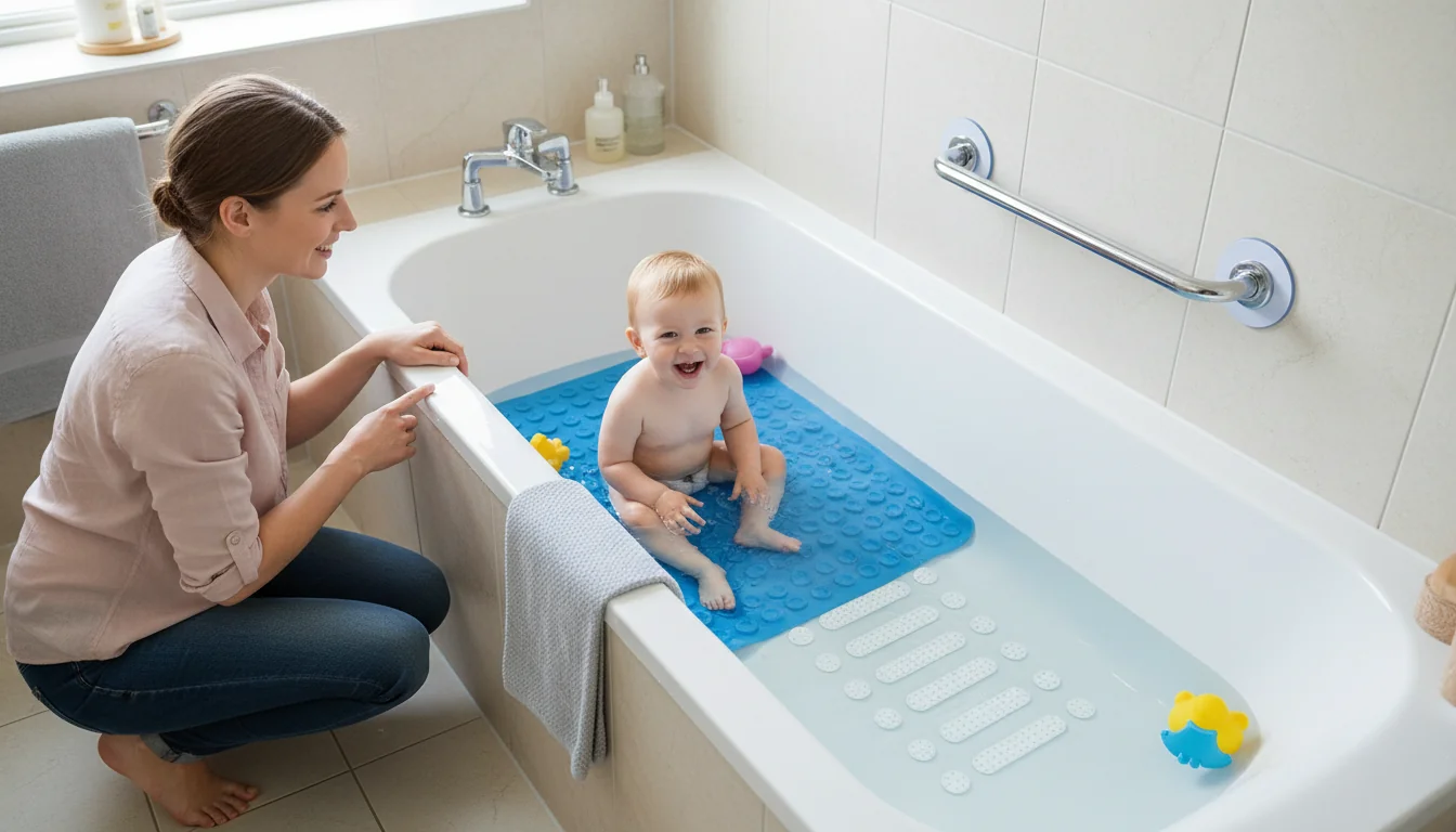 Bébé qui glisse dans la baignoire: sécuriser sans percer - decor