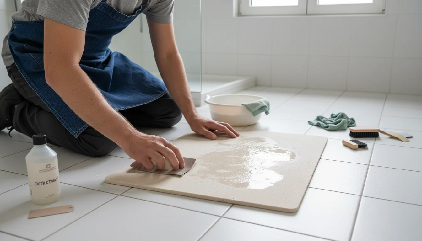 Nettoyer un tapis de bain diatomite: ponçage et détartrage - decor