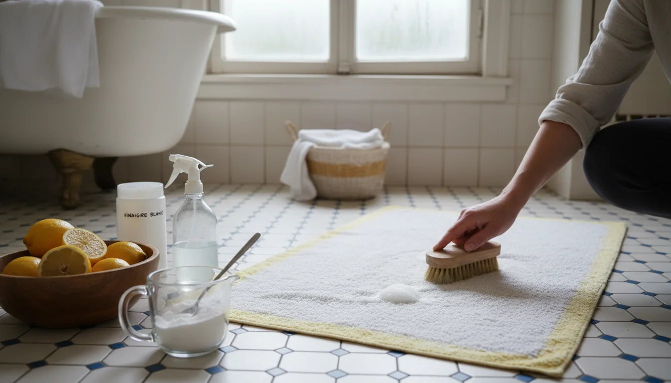 Déjaunir un tapis de bain blanc: solutions maison efficaces - decor