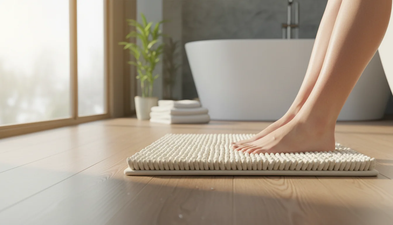 Tapis de bain haut de gamme: finitions premium et durables - ambiance