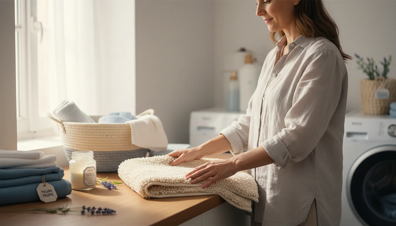 Laver un tapis de bain en coton: températures et cycles - ambiance