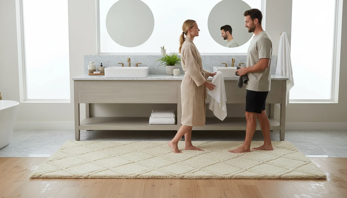 Grand tapis de bain pour doubles vasques: sélection pratique - ambiance