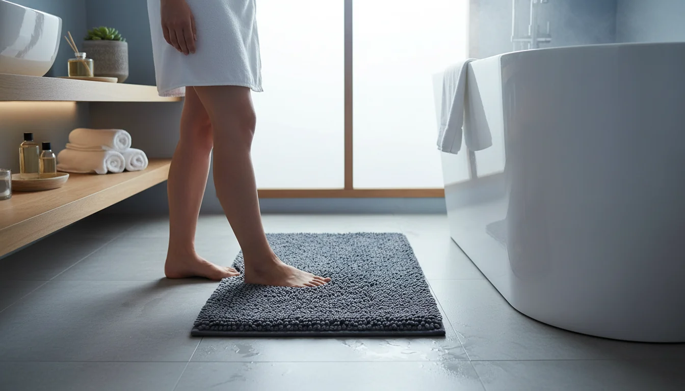 Tapis de bain absorbants pour sol carrelé très glissant - ambiance