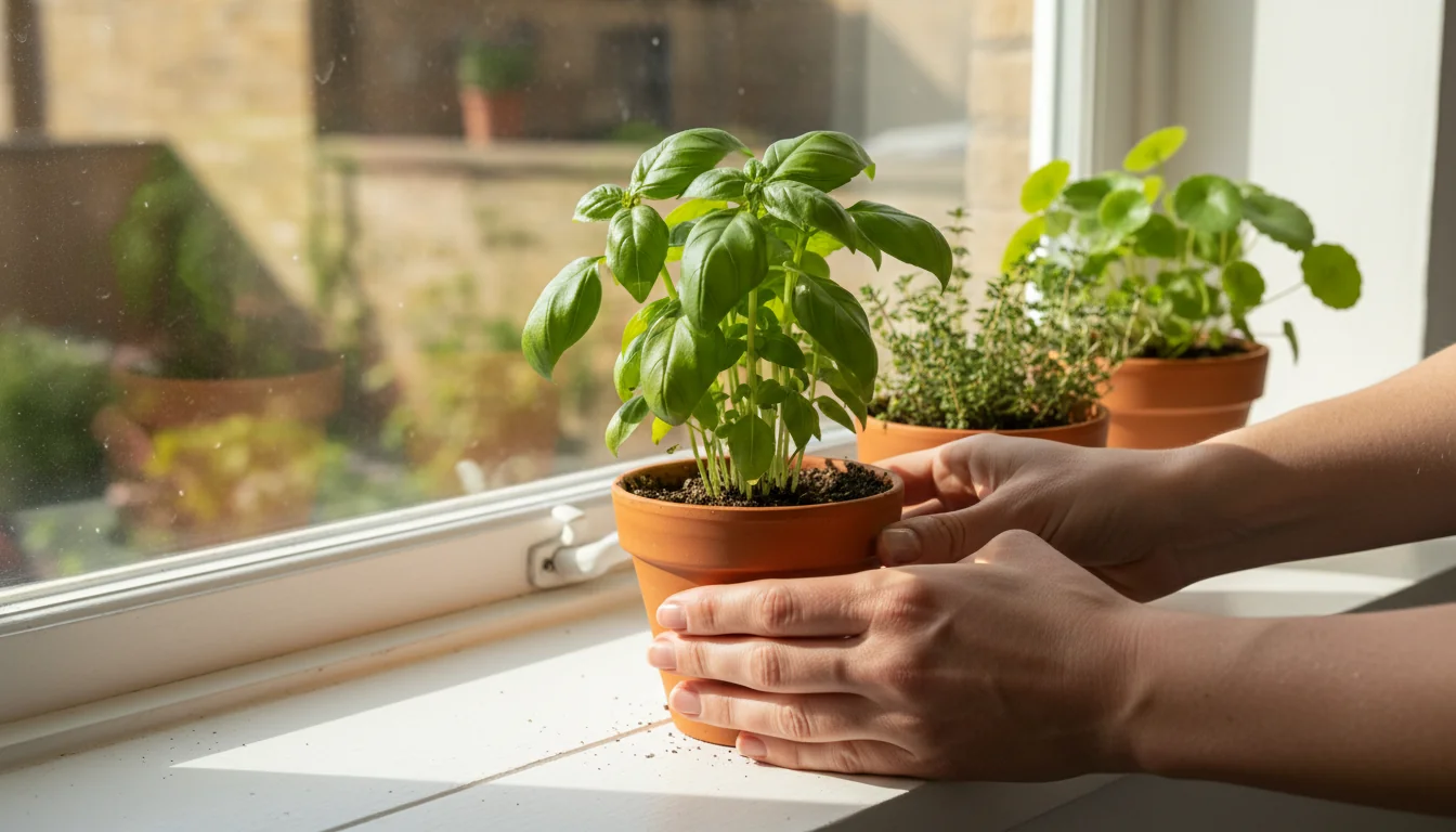 Mini jardin d’herbes: basilic, thym, menthe sur rebord - tutorial