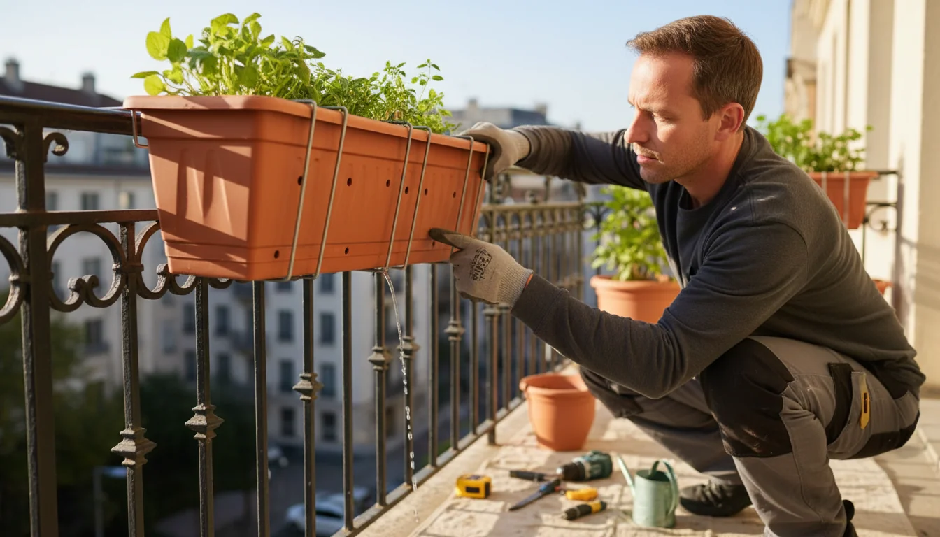 Jardinières sécurisées sur garde-corps : fixation et drainage - lifestyle