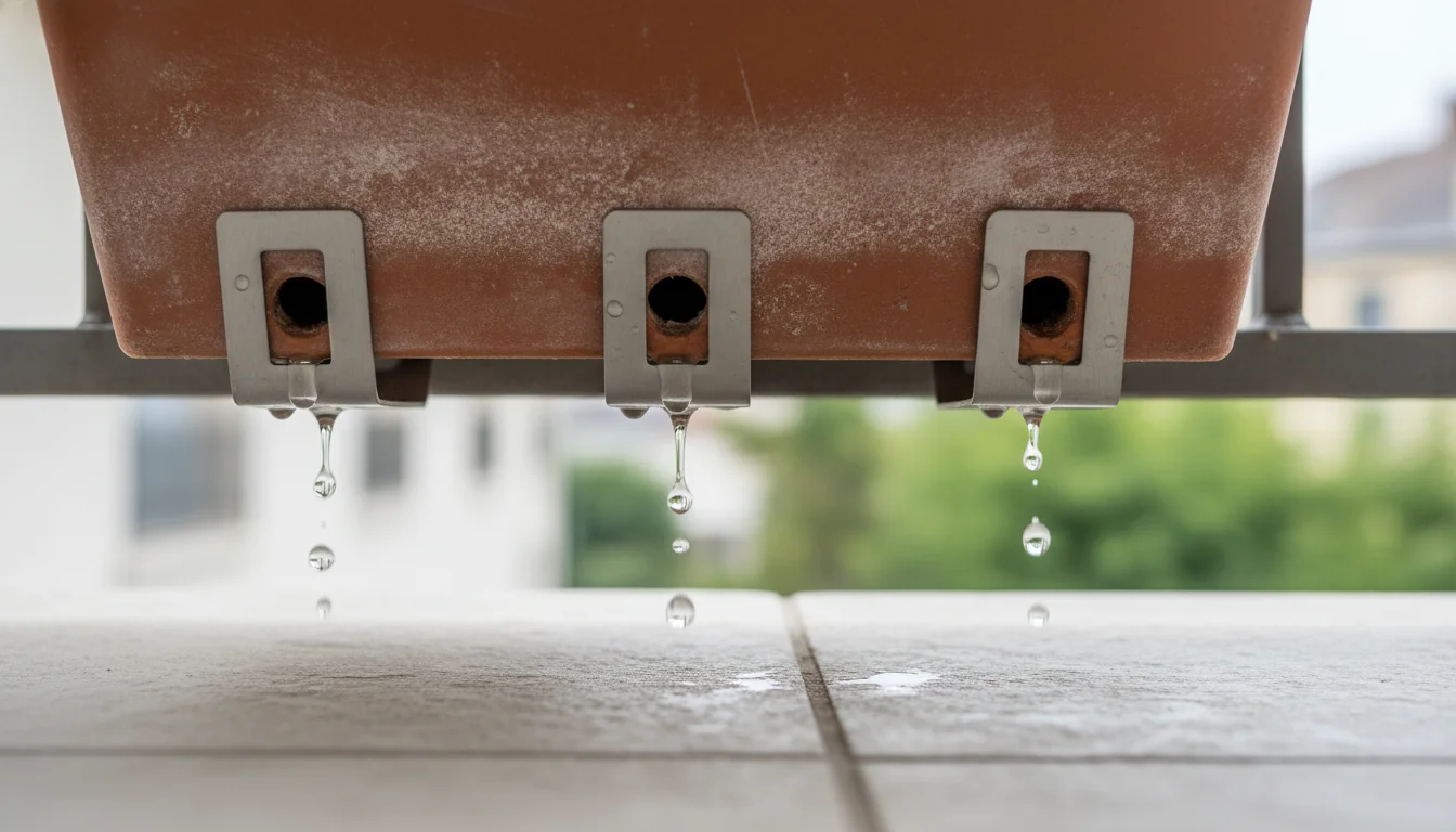 Jardinières sécurisées sur garde-corps : fixation et drainage - detail