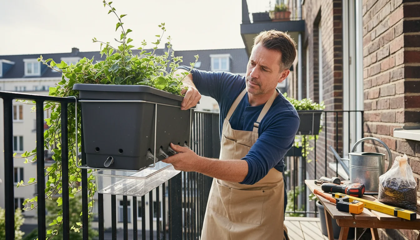 Jardinières sécurisées sur garde-corps : fixation et drainage - decor