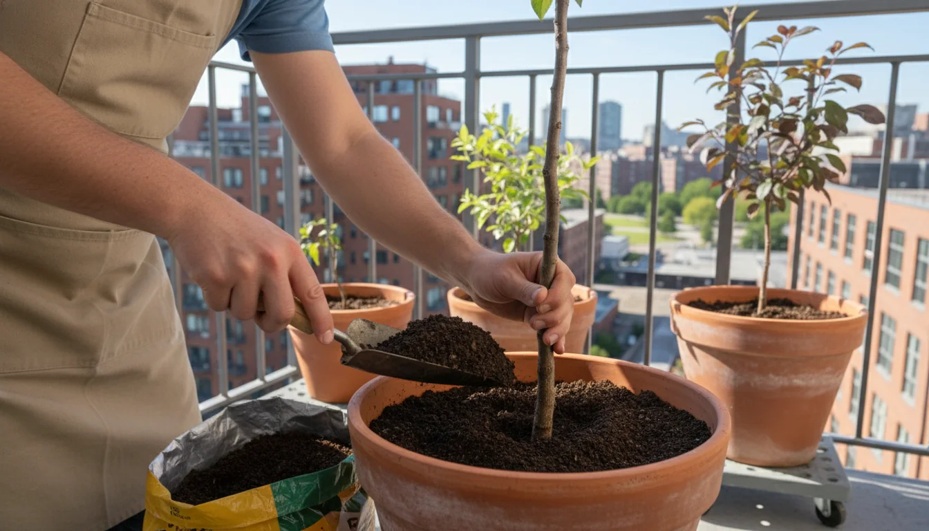 Fruitiers nains en pot: pommes, pêches et prunes en ville - tutorial