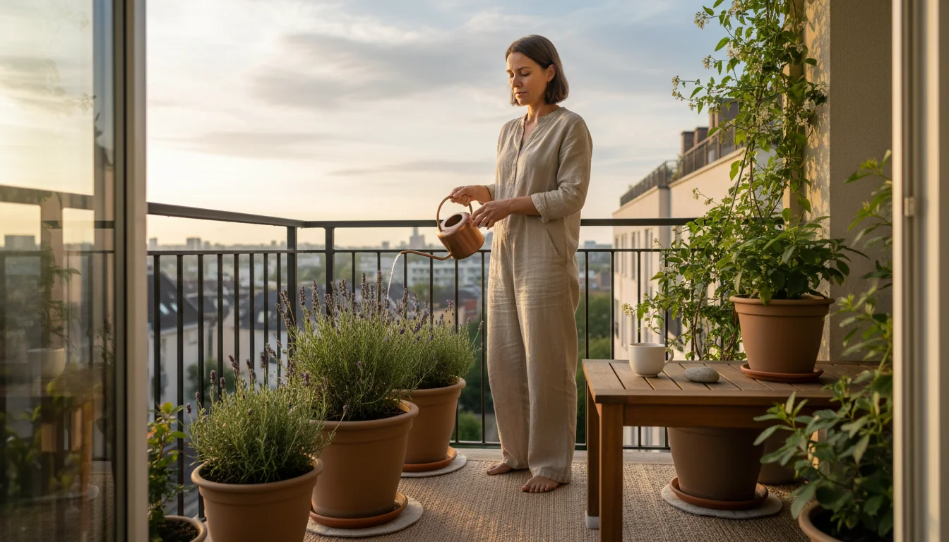 Rituels du matin au balcon : arrosage, souffle, silence - lifestyle