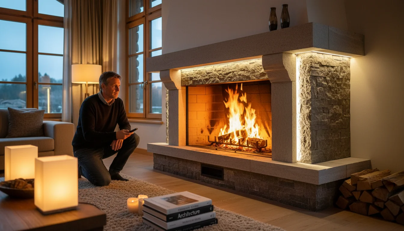 Foyer scénique: mettre en valeur une cheminée avec lumière - lifestyle