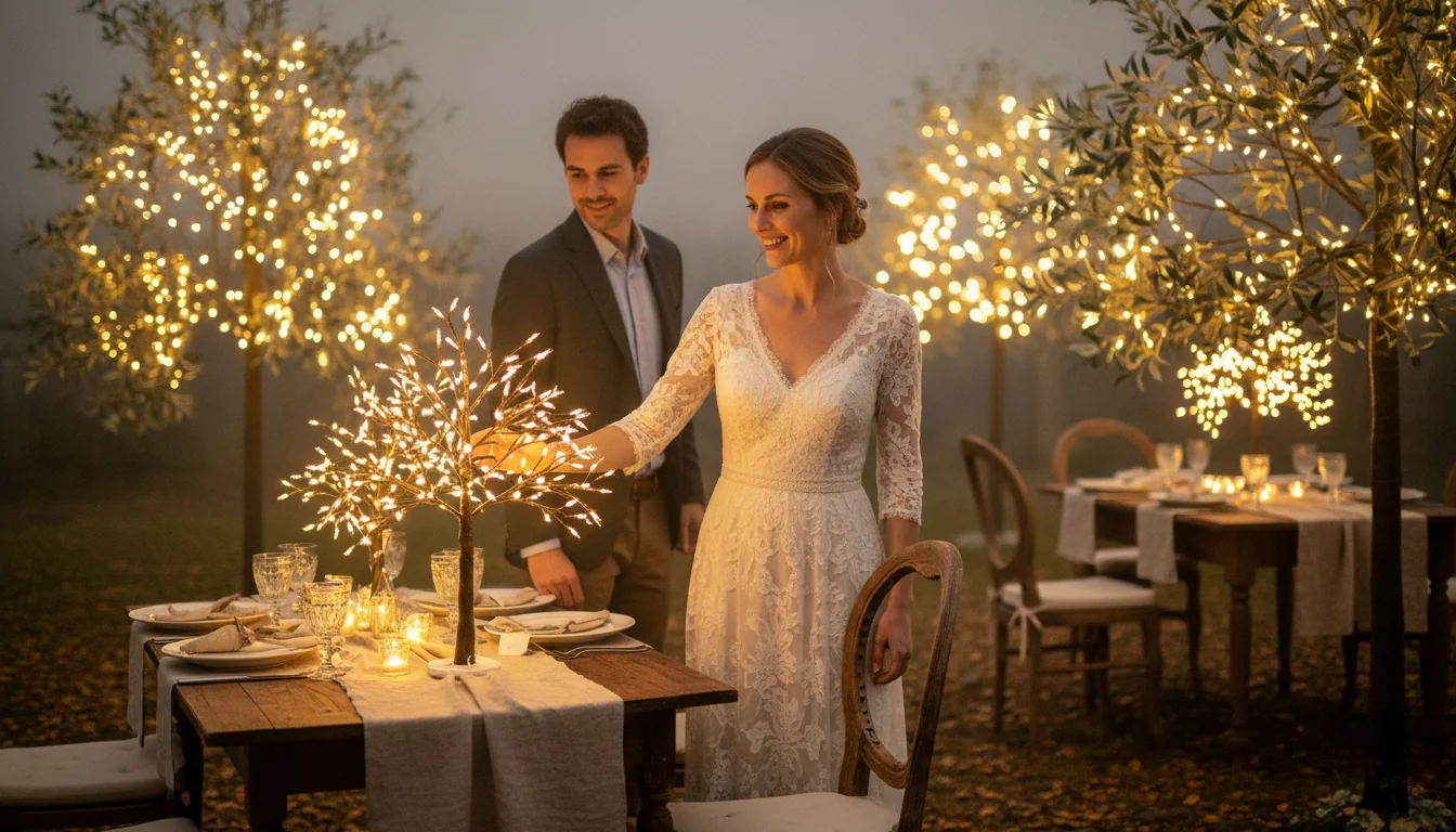 Arbres lumineux pour mariage: idées déco faciles - ambiance