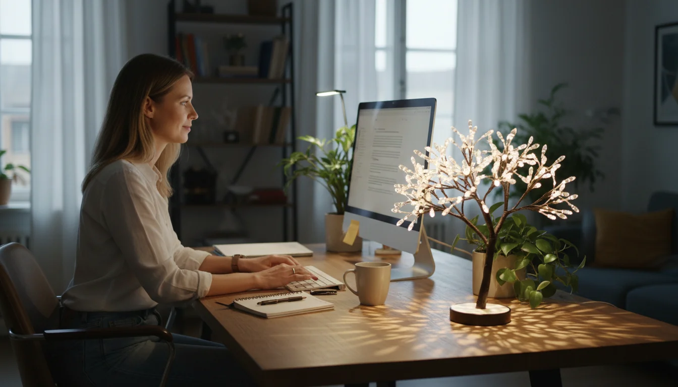 Bureau à la maison: booster le focus avec un arbre lumineux - decor