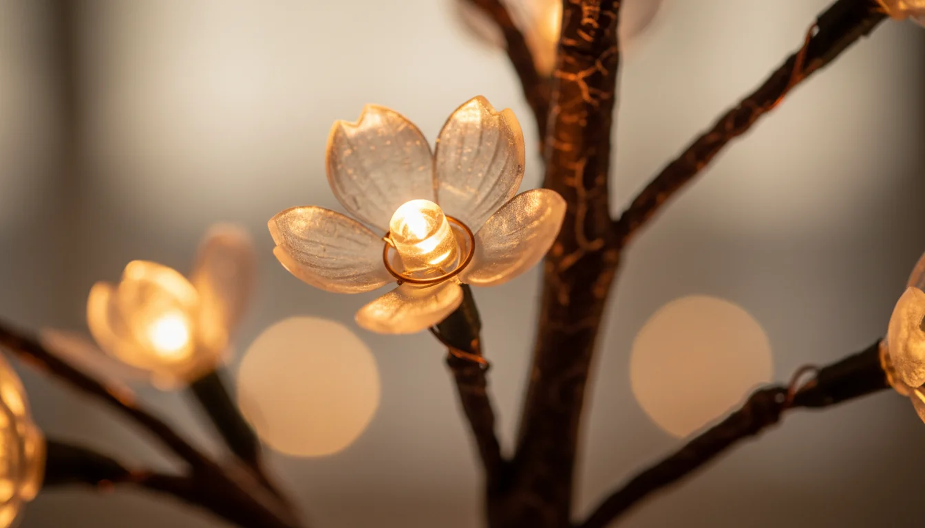 Arbre lumineux: guide des tailles pour salon et chambre - detail