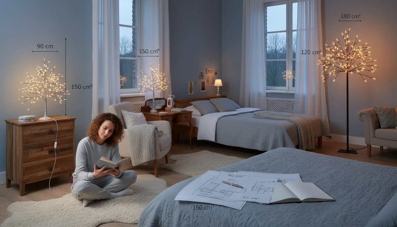 Arbre lumineux: guide des tailles pour salon et chambre - decor