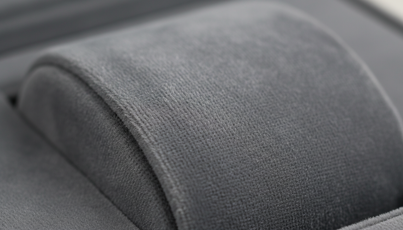 Gros plan sur la texture veloutée des coussins, soulignant leur protection délicate.