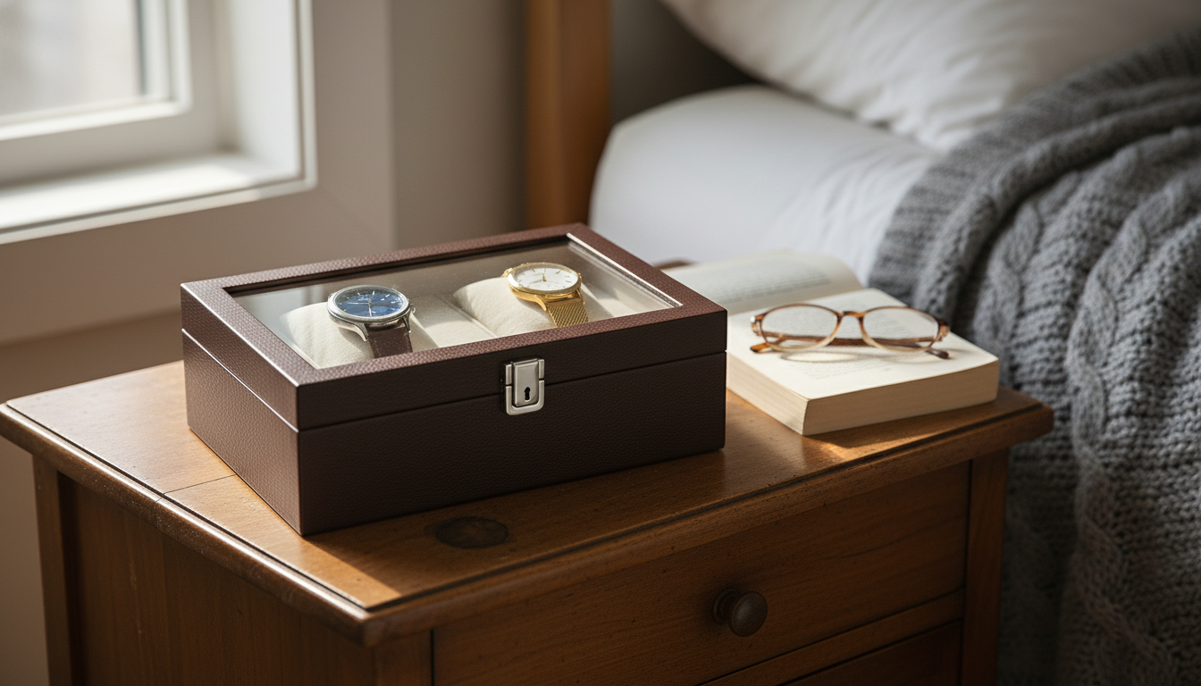 Deux montres élégantes exposées sur une table en bois, prêtes pour l’aventure.