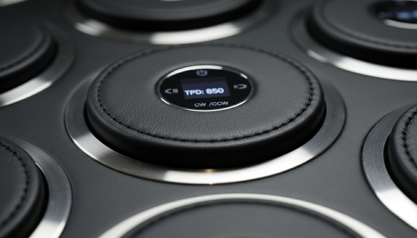 Finition cuir noir texturé et mécanisme en acier inoxydable brillant, pour une allure sophistiquée.