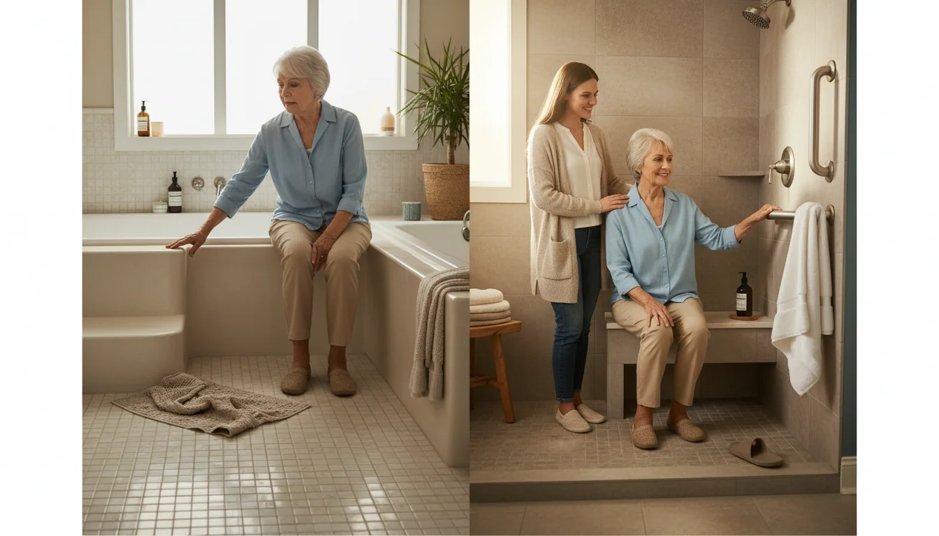 Avant/Après: sécuriser la douche d’un parent âgé chez soi - ambiance
