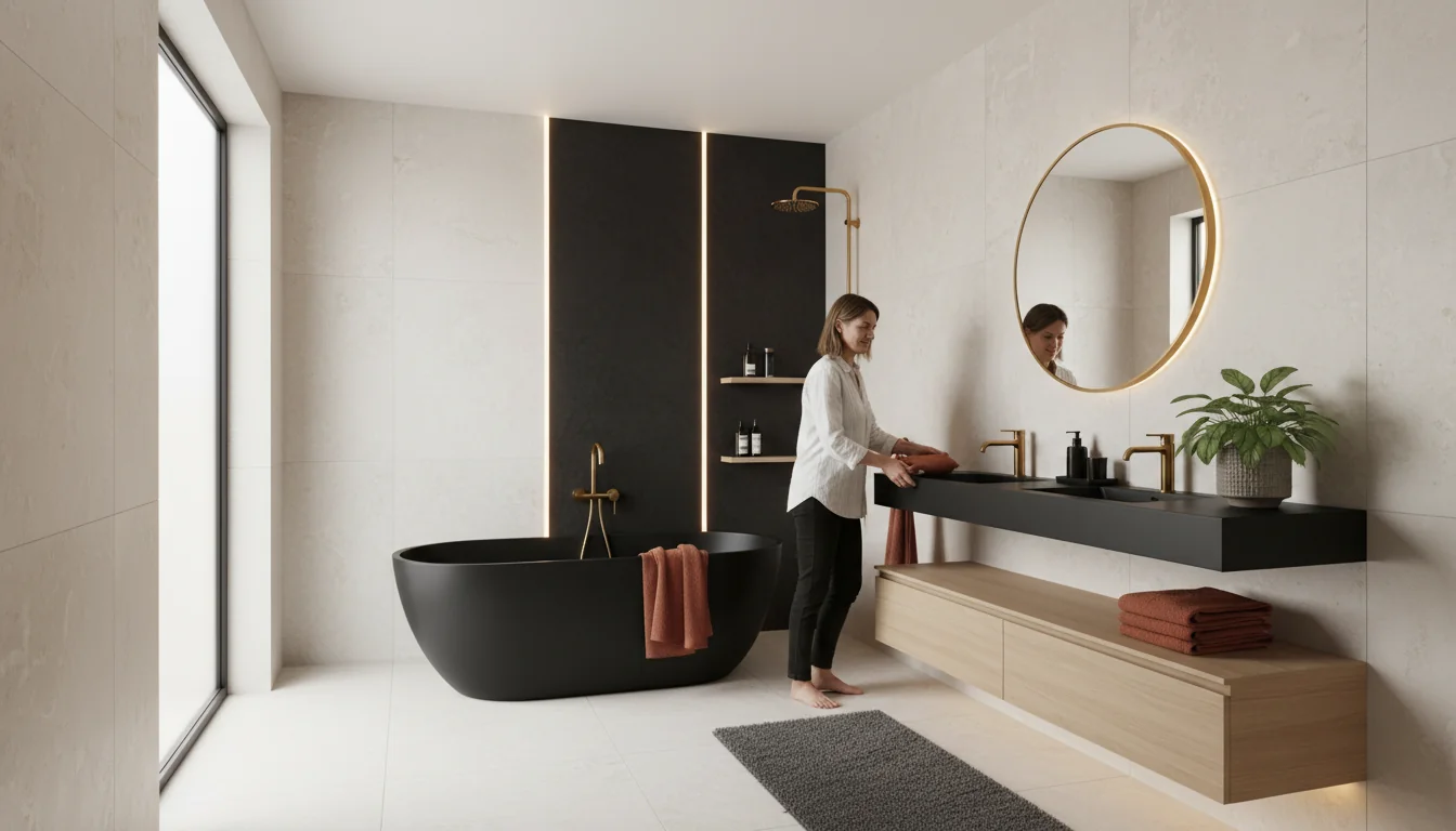 Couleurs et matières pour une salle de bain noire réussie - lifestyle