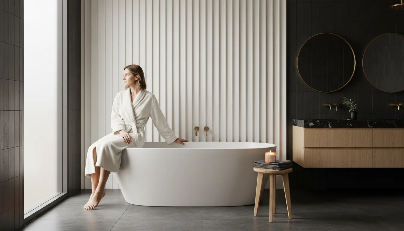 Couleurs et matières pour une salle de bain noire réussie - ambiance