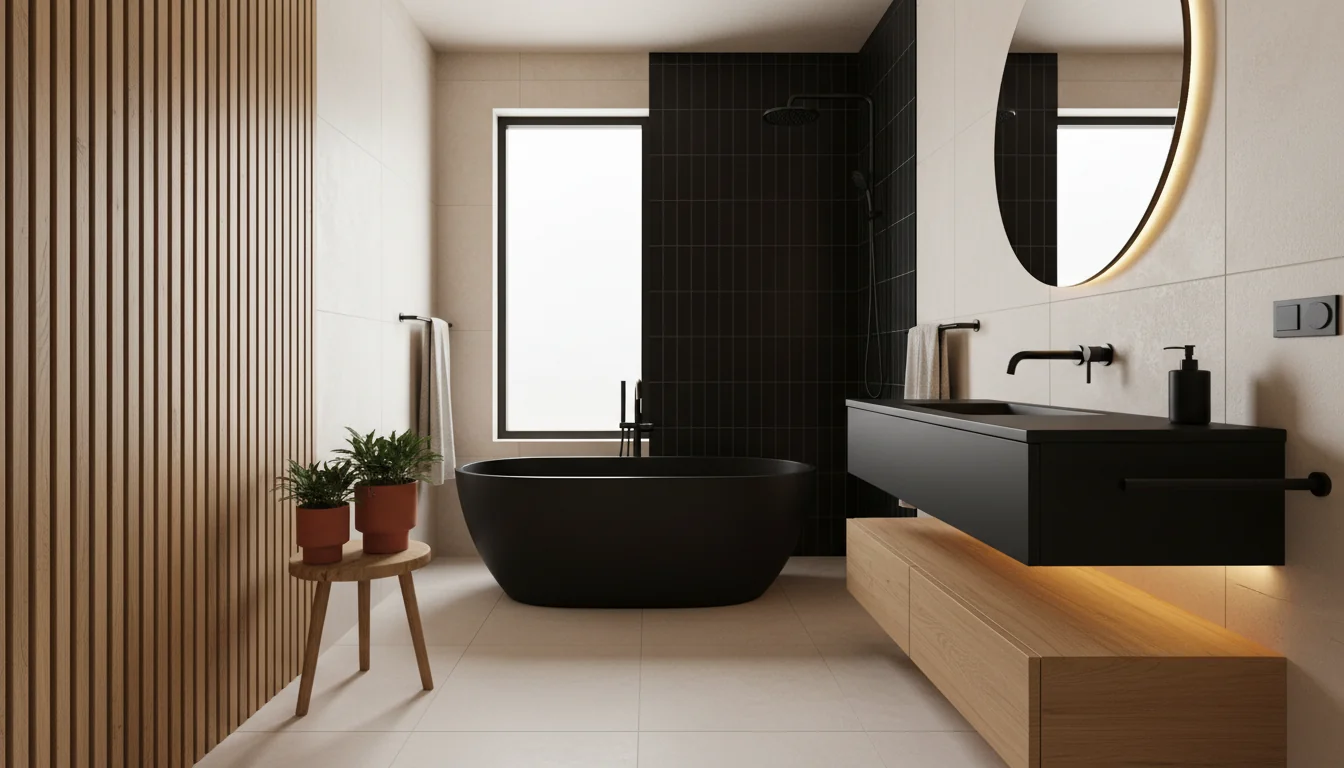 Couleurs et matières pour une salle de bain noire réussie - decor