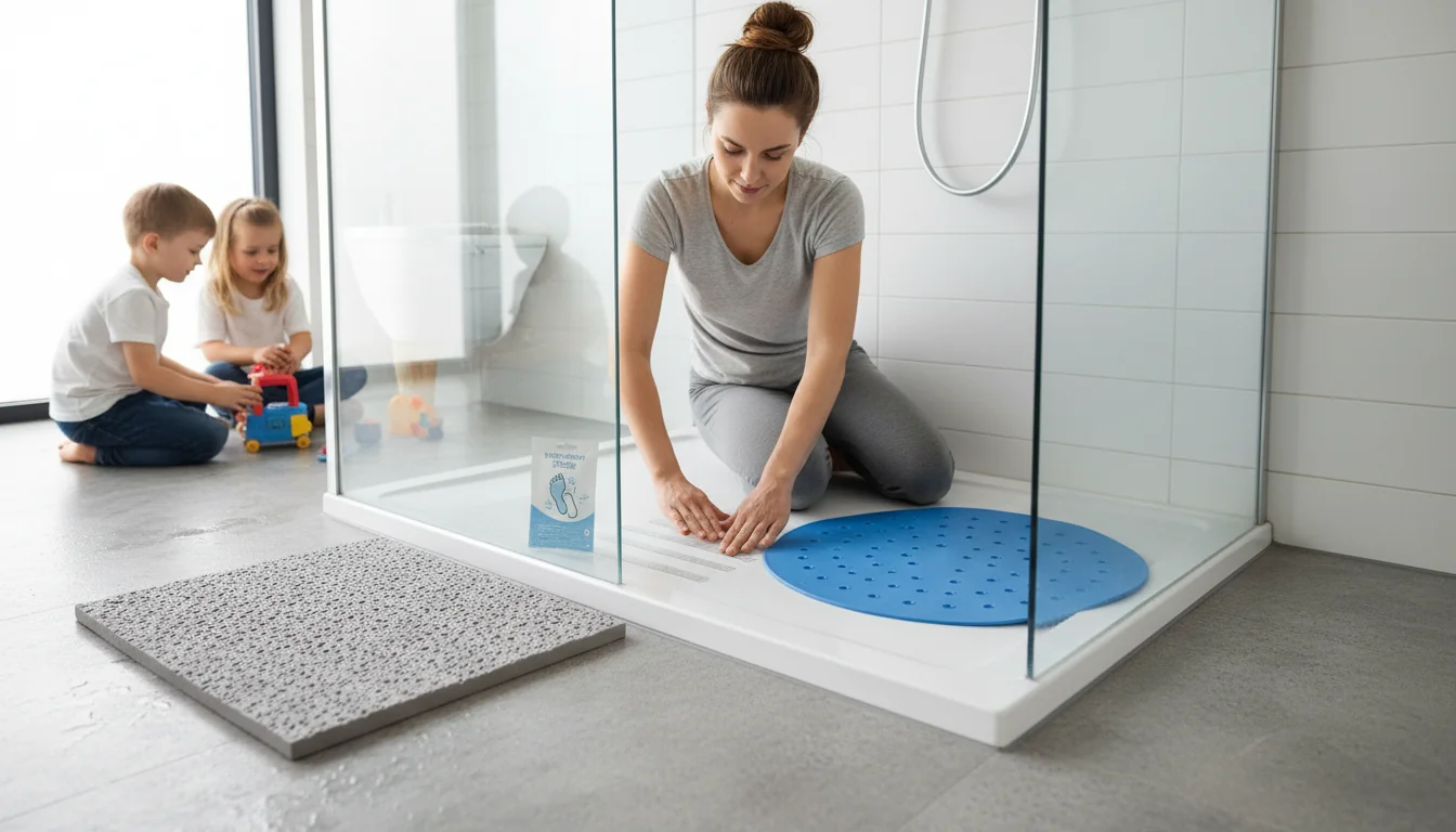 Enfants qui glissent sous la douche: sécuriser sans percer - decor