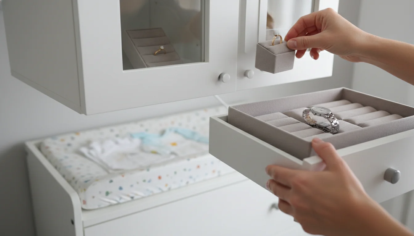 Naissance : sécuriser bijoux et montres loin des petites mains - tutorial