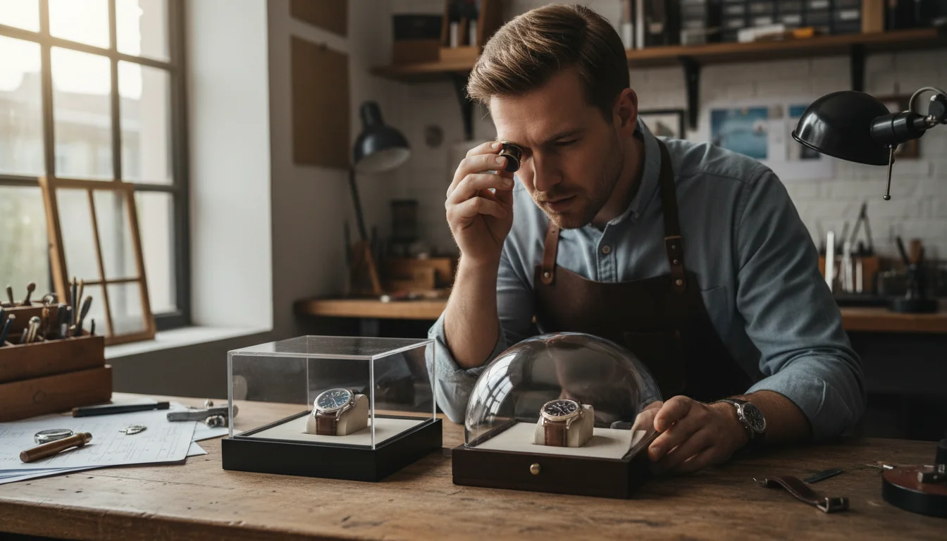 Boîte à montre verre plat vs bombé : clarté et reflets - decor