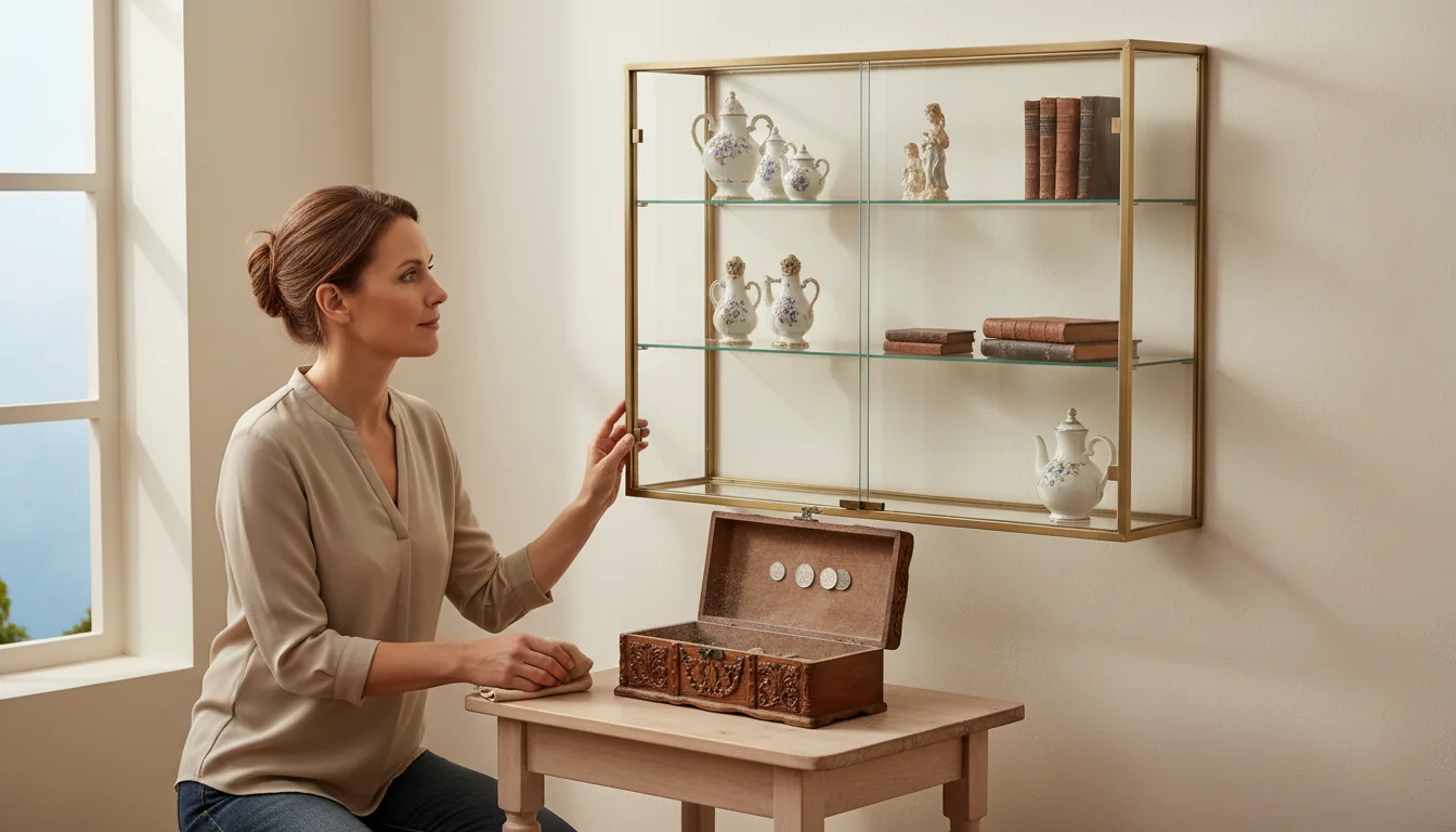 Vitrine murale fermée vs coffret posé : poussière et accès - ambiance