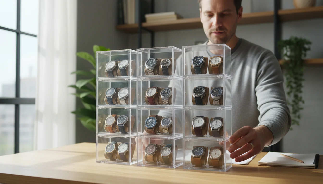 8 boîtes à montre acrylique empilables transparentes (2026) - lifestyle