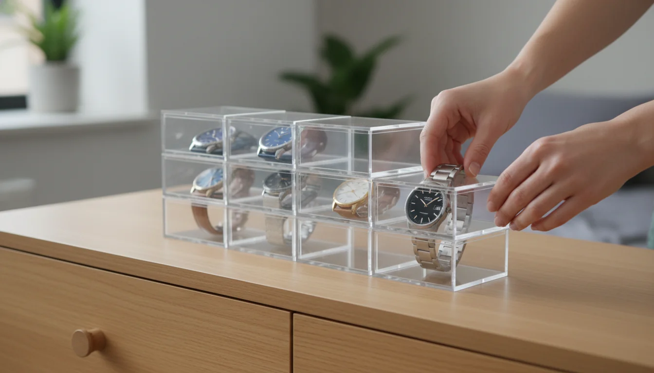 8 boîtes à montre acrylique empilables transparentes (2026) - tutorial