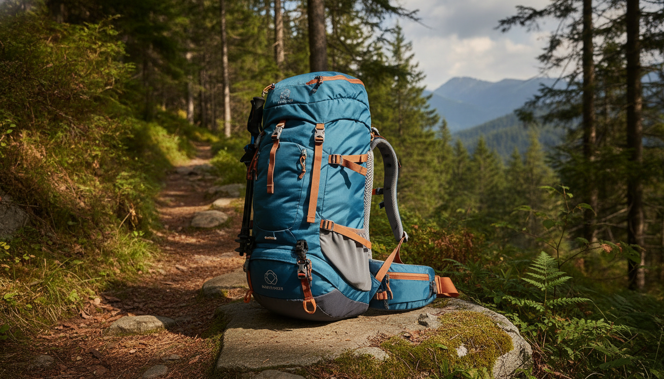 Sac à dos de randonnée femme mis en valeur dans une ambiance décorative raffinée et harmonieuse