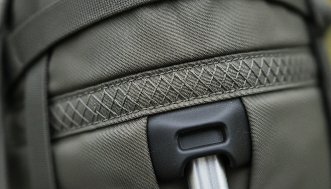 Vue détaillée du grand sac à dos présentant ses caractéristiques distinctives