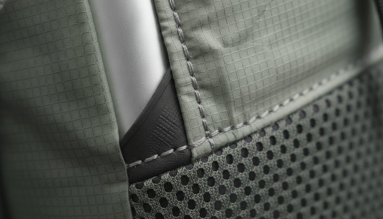 Vue détaillée du sac à dos léger présentant ses caractéristiques distinctives