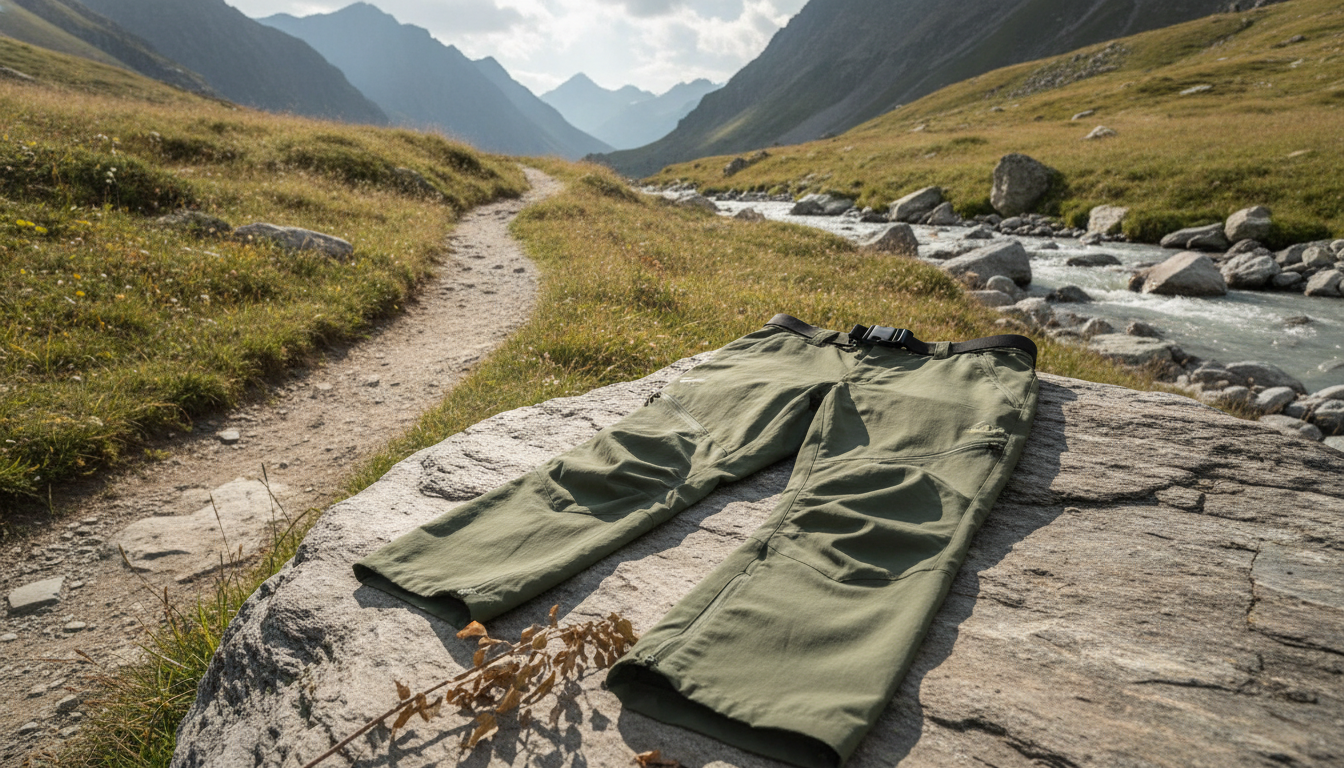 pantalon léger randonnée mis en valeur dans une ambiance décorative raffinée et harmonieuse