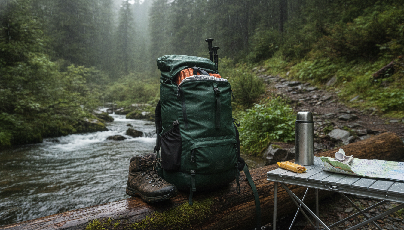 Sac à dos de randonnée étanche intégré dans un environnement quotidien moderne et accueillant
