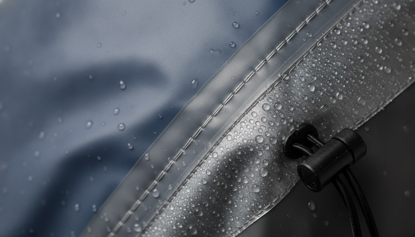 Vue détaillée du housse de pluie sac à dos présentant ses caractéristiques distinctives