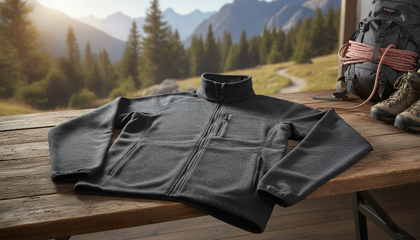 veste polaire randonnée homme mis en valeur dans une ambiance décorative raffinée et harmonieuse