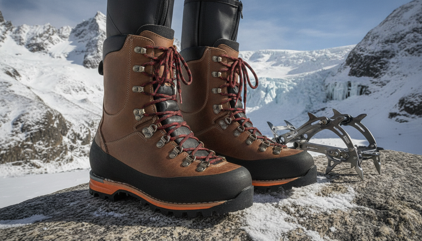 Bottes pour la Montagne mis en valeur dans une ambiance décorative raffinée et harmonieuse