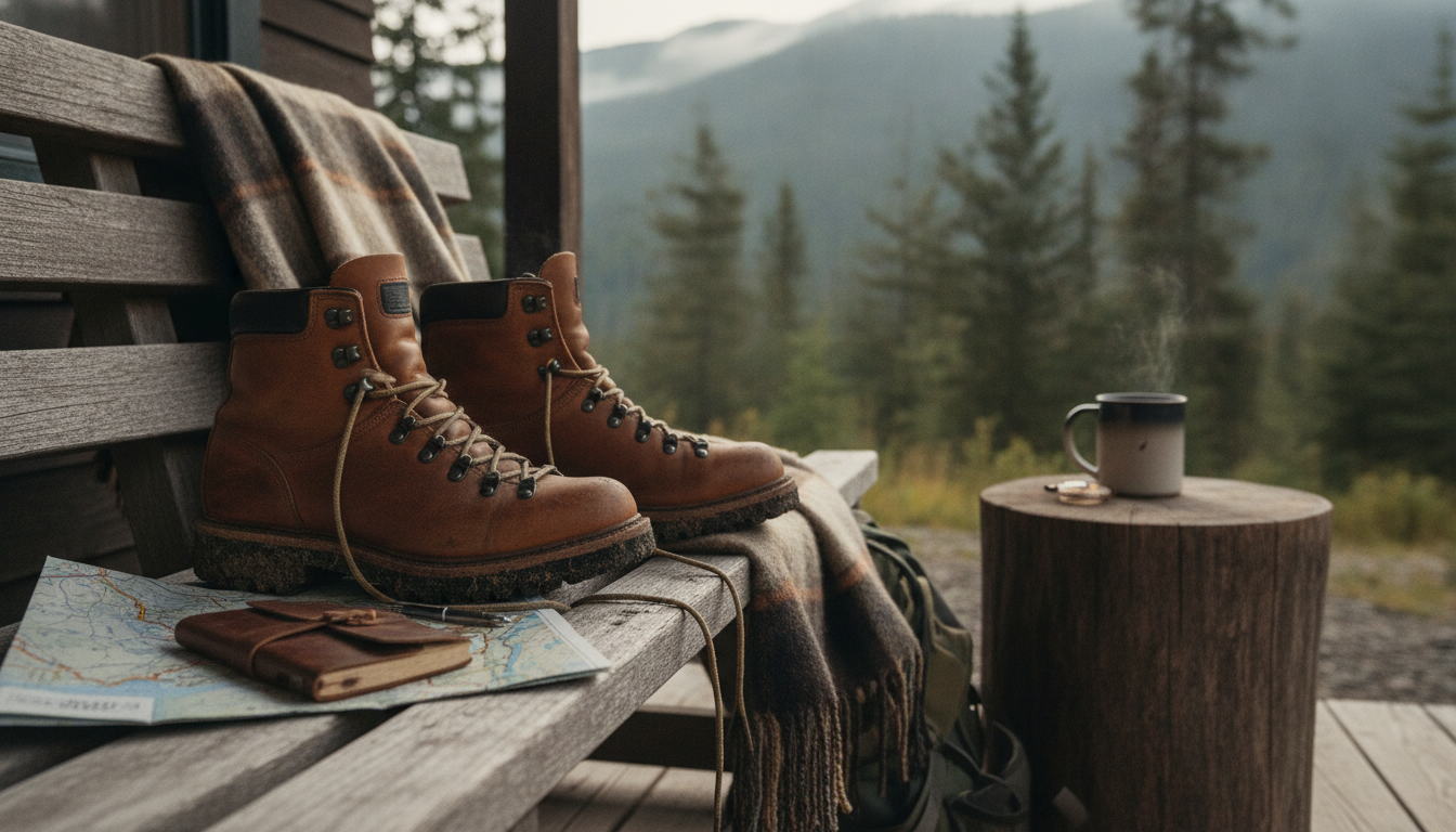 Bottes Randonnée Cuir intégré dans un environnement quotidien moderne et accueillant
