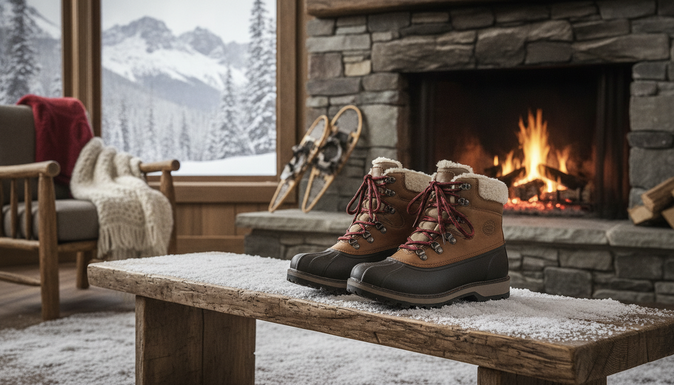 Chaussures Randonnée Hiver Femme mis en valeur dans une ambiance décorative raffinée et harmonieuse