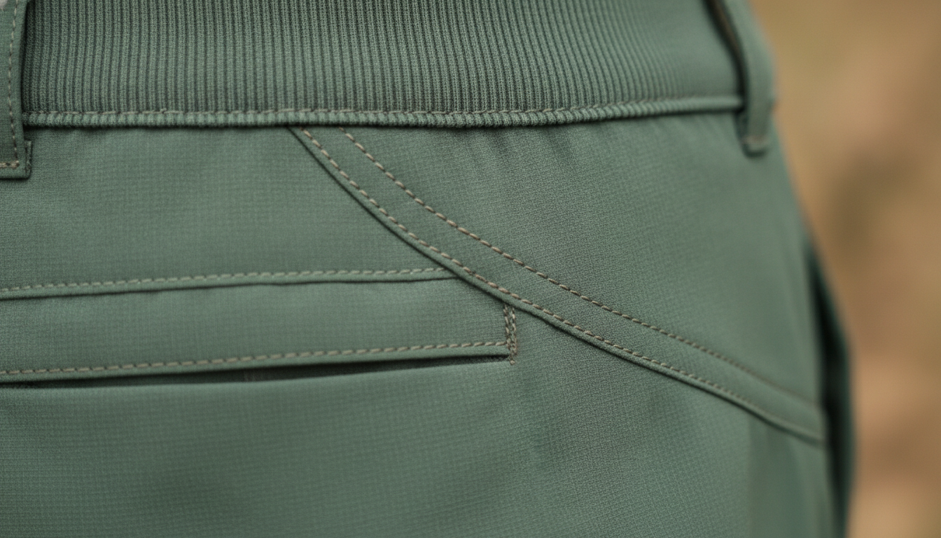 Vue détaillée du pantalon de randonnée grande taille présentant ses caractéristiques distinctives