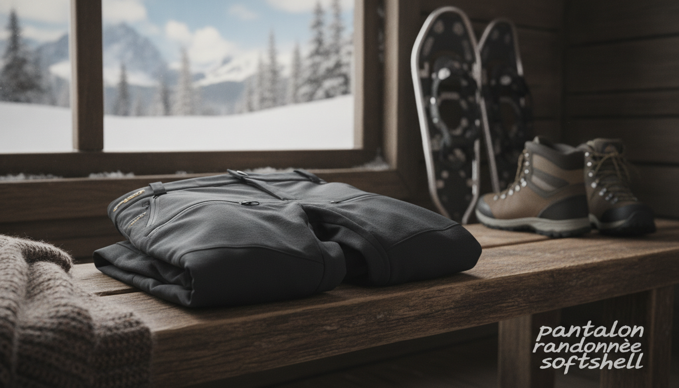 pantalon randonnée softshell mis en valeur dans une ambiance décorative raffinée et harmonieuse