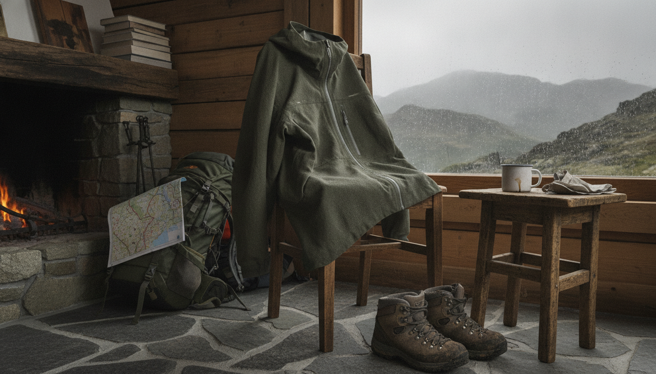 veste imperméable randonnée intégré dans un environnement quotidien moderne et accueillant