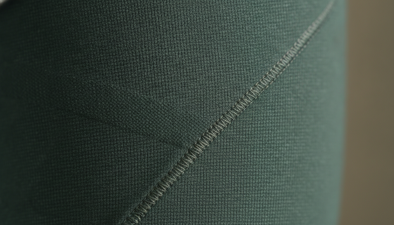 Gros plan sur la texture stretch du legging, mettant en avant sa résistance et son confort.